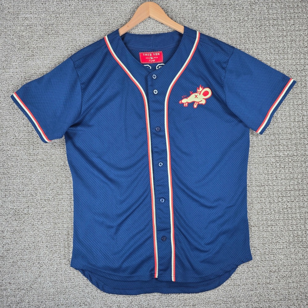 Theo Von Gang Gang 24 Baseball Jersey Blue Mesh Men's XL